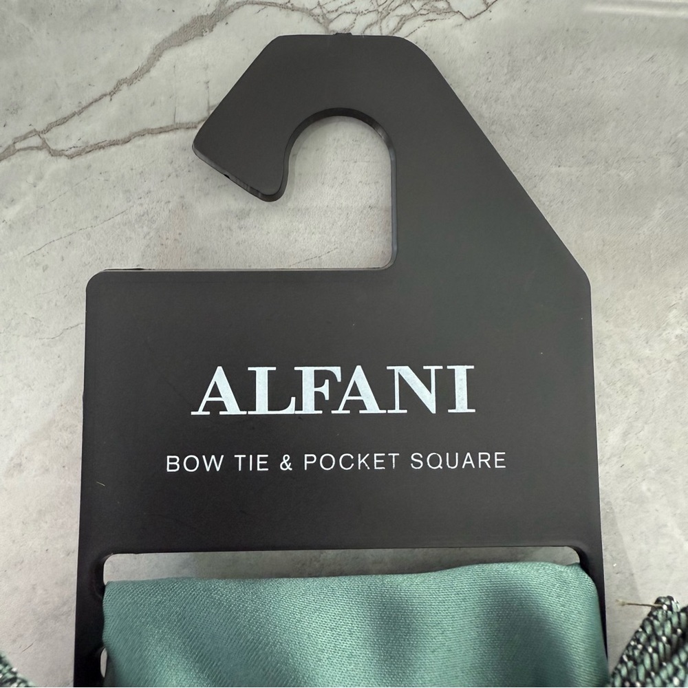 Men’s Alfani 2 Piece Bow Tie And Pocket Square Set Suit Business Office - Picture 9 of 12